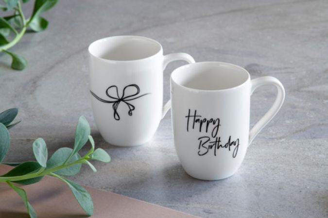 Villeroy & Boch, Statement Becher mit Henkel "Happy Birthday" 2er Set