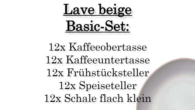 1042814001 Lave beige, Basic-Set, 12 Personen