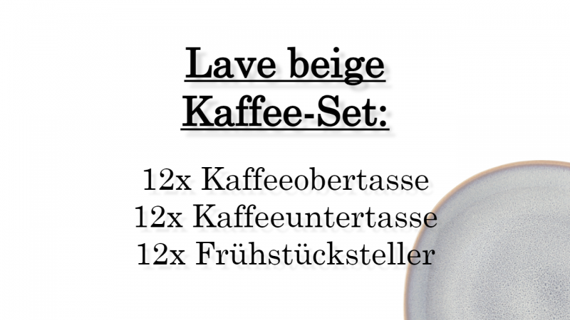 1042814005 Lave beige, Kaffee-Set, 12 Personen