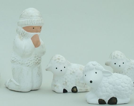 292970, Singer Angel,  Shepherd + Sheep 3 pcs - 16 cm