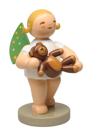 Wendt & Kühn, 650/2026/WCF Engel mit farbigen Flügelpunkten und Teddy