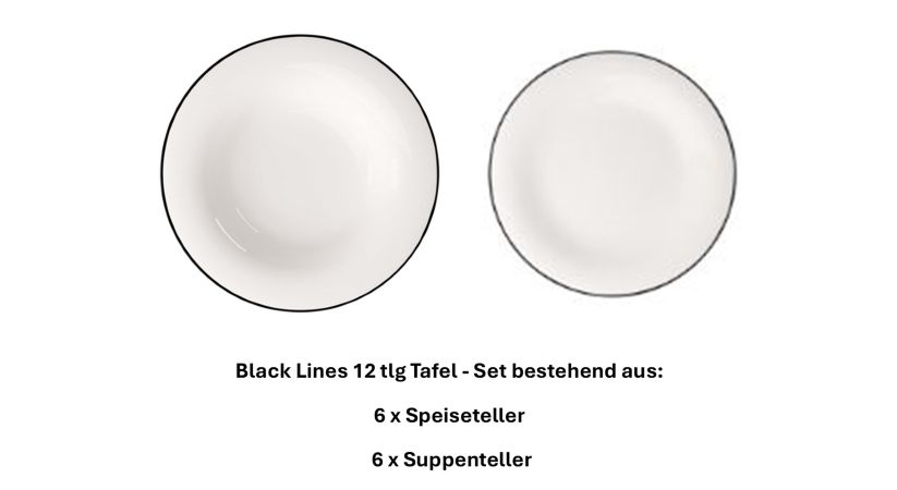 1013211004 Black Lines, dinner set, 6 persons