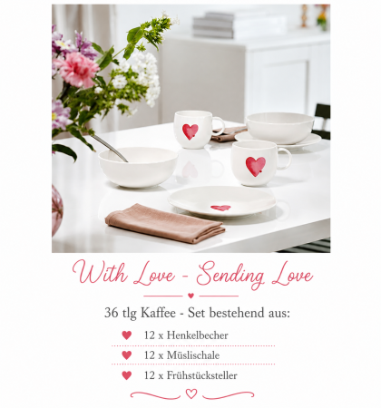 1016898005 With Love, Sending Love, Kaffee-Set 12 Pers.
