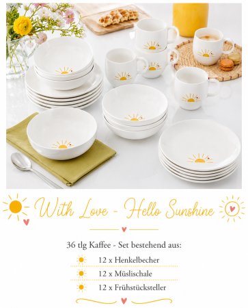 1016898055 With Love, Hello Sunshine, Kaffee-Set 12 Pers.