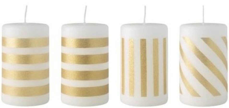1486777431, Villeroy & Boch, Christmas Chic, Pillar candle white/gold, 4 pieces