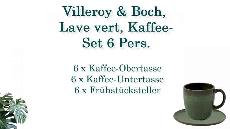 1042954006 Lave vert, Kaffee-Set, 6 Personen