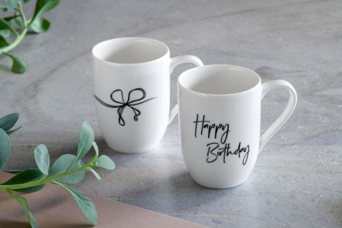 Villeroy & Boch, Statement Becher mit Henkel "Happy Birthday" 2er Set