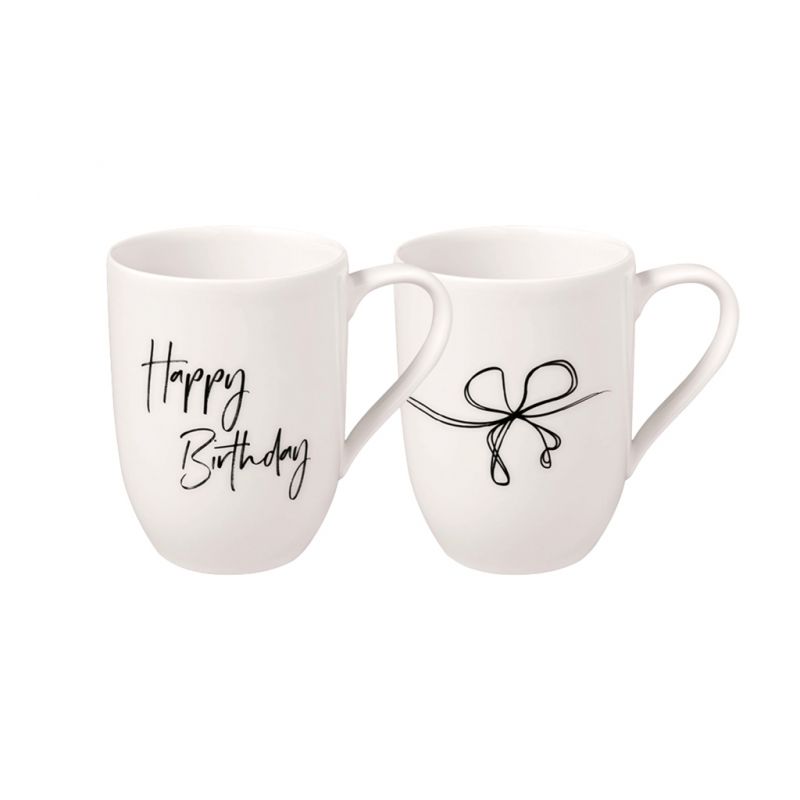 1016218406 Statement Becher mit Henkel "Happy Birthday" 2er Set