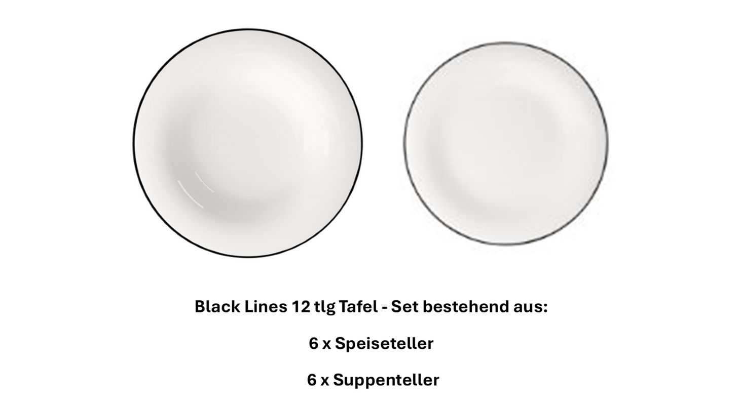 1013211004 Black Lines, dinner set, 6 persons