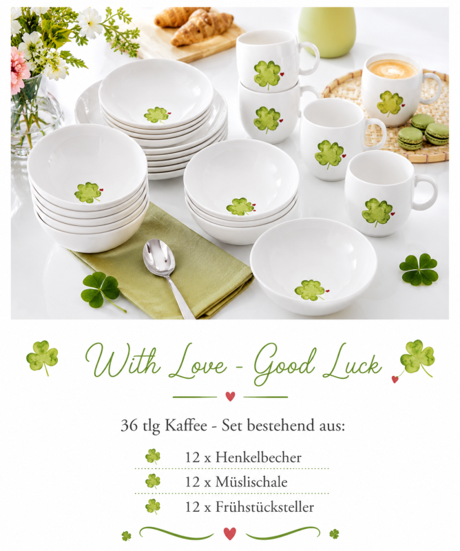 1016898015 With Love, Good Luck, Kaffee-Set 6 Pers.