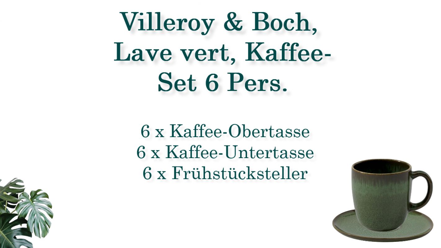 1042954006 Lave vert, Kaffee-Set, 6 Personen