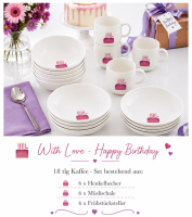 1016898026 With Love, Happy Birthday, Kaffee-Set 6 Pers.